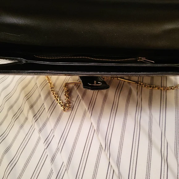 Vintage (70s) Black Patent Leather Clutch/Shoulder Bag - Picture 5 of 7